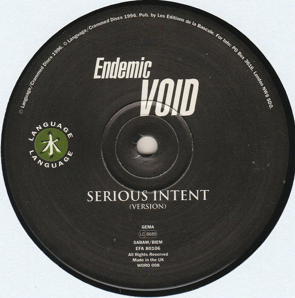 Endemic Void Fuzed / Serious Intent  12”